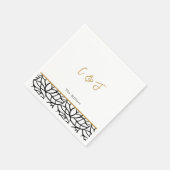 Botanisches Leaf Muster Grenzinitials Hochzeit Serviette (Ecke)