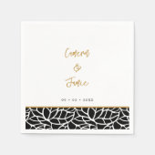Botanisches Leaf Muster Grenznamen Datum Hochzeit Serviette (Vorderseite)