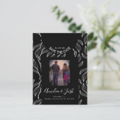 Botanisches Leaf-Schwarz-Formen Save the Date Post Postkarte (Stehend Vorderseite)