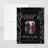 Botanisches Leaf-Schwarz-Formen Save the Date Post Postkarte (Vorne/Hinten)