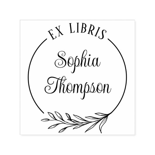 Botanisches Leaf-Skriptname Ex Libris-Buchzeichen Permastempel (Design)