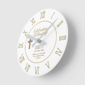 Botanisches LeafBautizo Bautismo Taufname Verses Runde Wanduhr (Winkel)