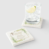 Botanisches LeafBautizo Bautismo Taufname Verses Steinuntersetzer (Seitenansicht)