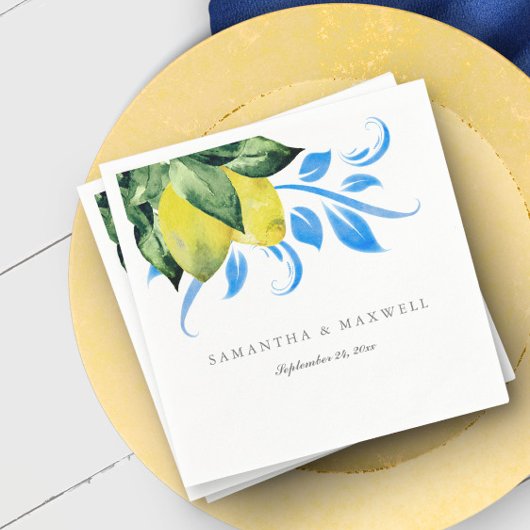 Botanisches Lemon-Hochzeitstil Serviette