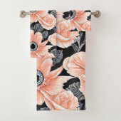 Botanisches Lichtpfirsichmuster Badhandtuch Set (Insitu)