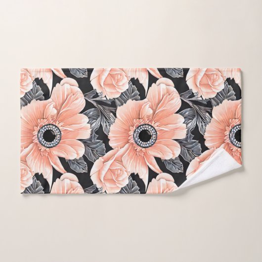 Botanisches Lichtpfirsichmuster Badhandtuch Set (Handtuch)