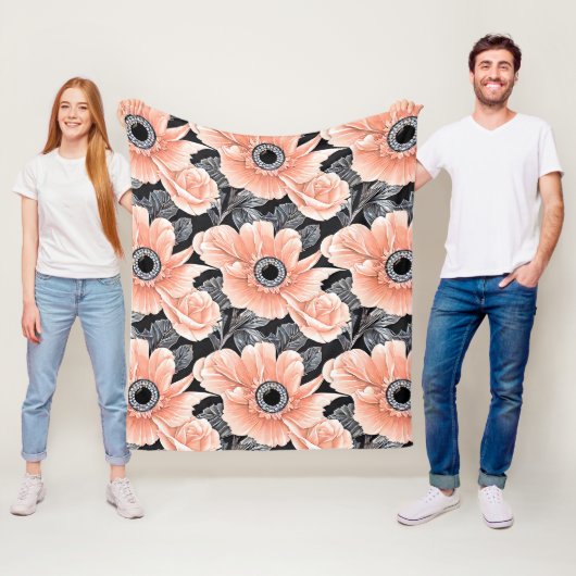 Botanisches Lichtpfirsichmuster Fleecedecke (Beispiel)