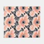 Botanisches Lichtpfirsichmuster Fleecedecke (Vorderseite (Horizontal))