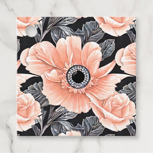 Botanisches Lichtpfirsichmuster Geschenkanhänger (Vorderseite)