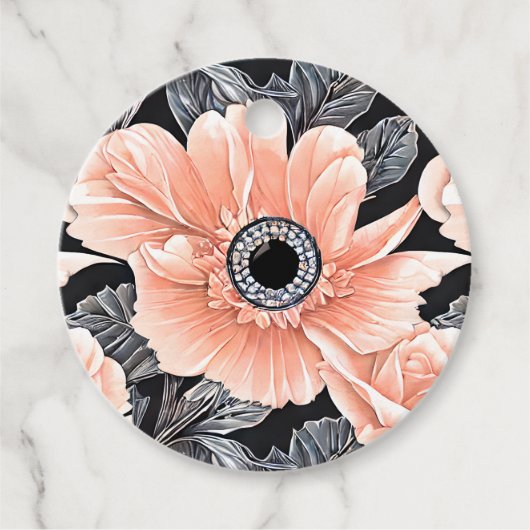 Botanisches Lichtpfirsichmuster Geschenkanhänger (Vorderseite)