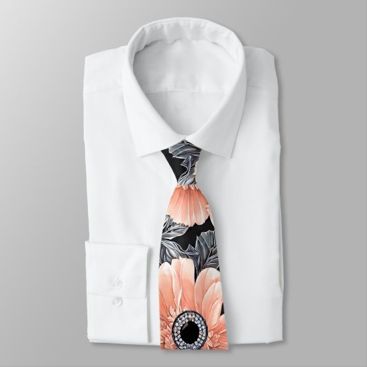 Botanisches Lichtpfirsichmuster Krawatte (Gebunden)