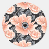 Botanisches Lichtpfirsichmuster Runder Aufkleber (Vorderseite)