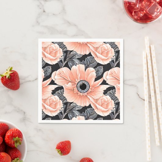 Botanisches Lichtpfirsichmuster Serviette (Beispiel)