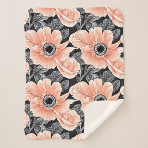 Botanisches Lichtpfirsichmuster Sherpadecke