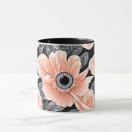 Botanisches Lichtpfirsichmuster Tasse (Zentrum)