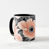 Botanisches Lichtpfirsichmuster Tasse (Vorderseite Links)