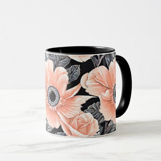 Botanisches Lichtpfirsichmuster Tasse (VorderseiteRechts)