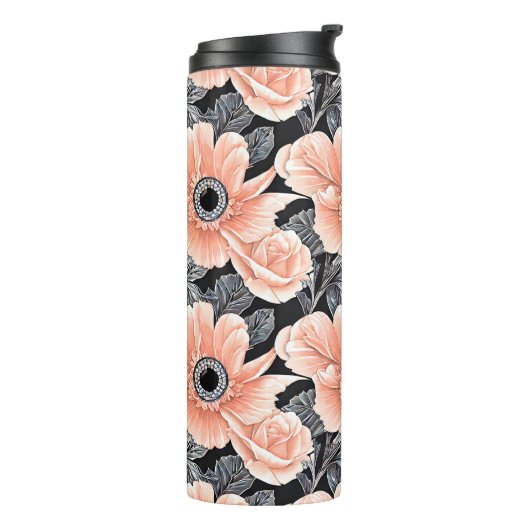 Botanisches Lichtpfirsichmuster Thermosbecher (Nach links gedreht)