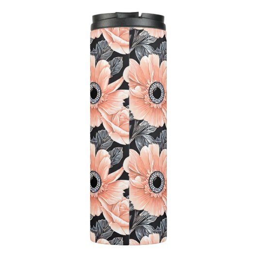 Botanisches Lichtpfirsichmuster Thermosbecher (Rückseite)
