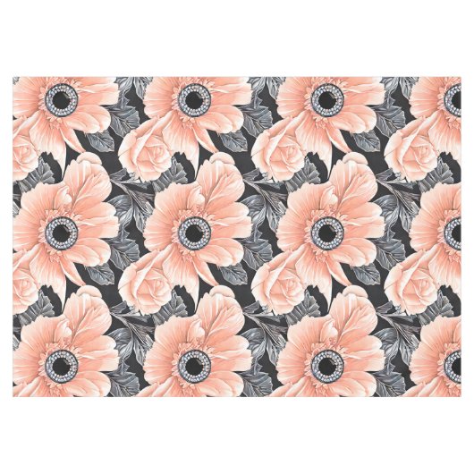 Botanisches Lichtpfirsichmuster Tischdecke (Vorderseite (Horizontal))