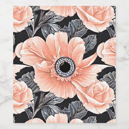 Botanisches Lichtpfirsichmuster Weinetikett (Einzelnes Label)