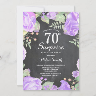 Botanisches lila Blumengeschenk 70. Geburtstag Einladung
