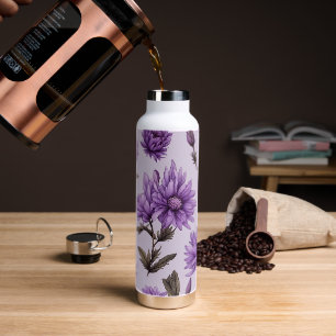 Botanisches lila Blumenmuster Trinkflasche