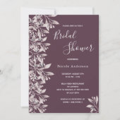 Botanisches lila Brautparty Einladung (Vorderseite)