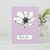 Botanisches Lila Dankeschön-Karte - Kosmos-Blume Dankeskarte (Stehend Vorderseite)