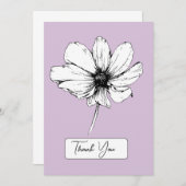 Botanisches Lila Dankeschön-Karte - Kosmos-Blume Dankeskarte (Vorne/Hinten)