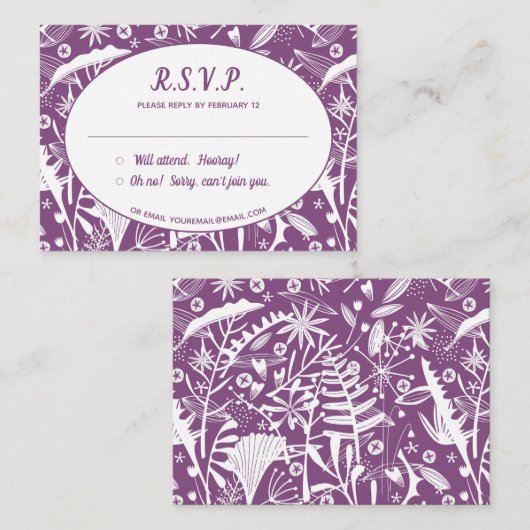 Botanisches Lila Foliage Muster UAWG Begleitkarte (Vorne/Hinten)