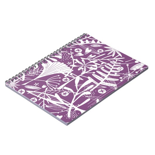 Botanisches Lila Folienzmuster Notizblock (Linke Seite)