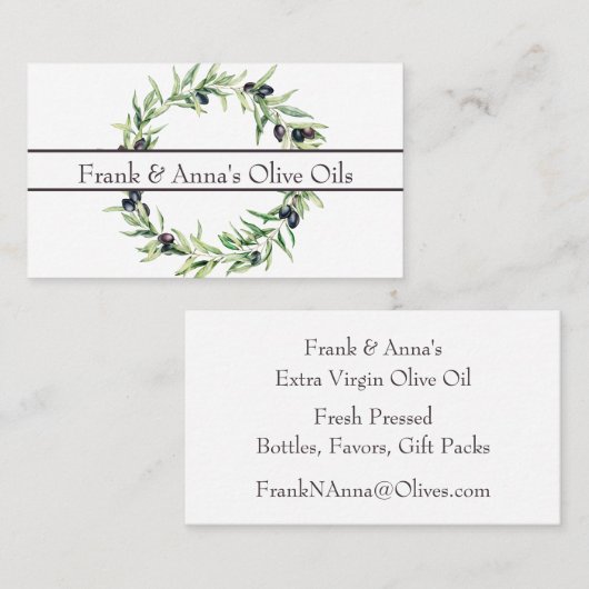 Botanisches Lila Olivenöl Visitenkarte (Vorne/Hinten)