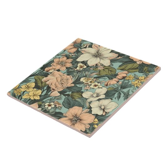 Botanisches Lily Floral Muster Fliese (Seite)