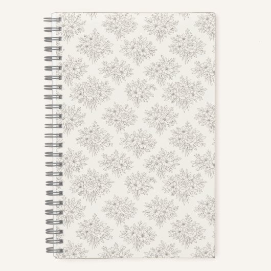 Botanisches Linienblumenmuster Notizblock (Vorderseite)