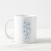 Botanisches Linienkunst-Monogramm-Kaffeebecher Kaffeetasse (Links)
