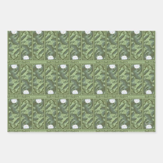 Botanisches Lotus-Muster - Der weiße Lotus Geschenkpapier Set (Vorderseite)