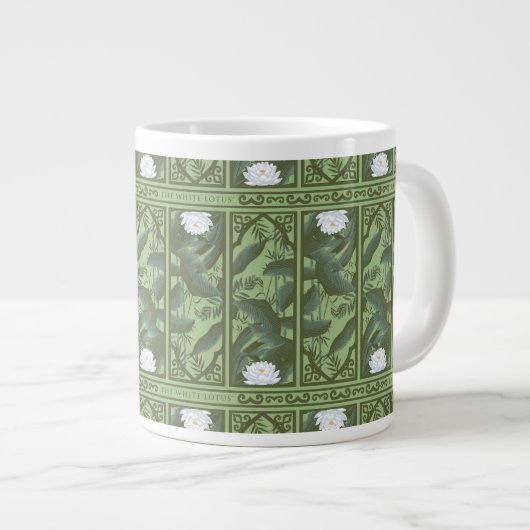 Botanisches Lotus-Muster - Der weiße Lotus Jumbo-Tasse (Vorderseite Rechts)