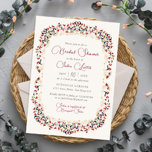 Botanisches Luxus-Floral-Paisley-Brautparty Einladung