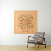 Botanisches Mandala Boho Orange Name Tapestry Wandteppich (Beispiel)