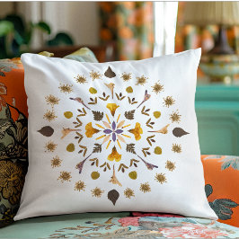 Botanisches Mandala Pressblumen-Kunstwerk Kissen