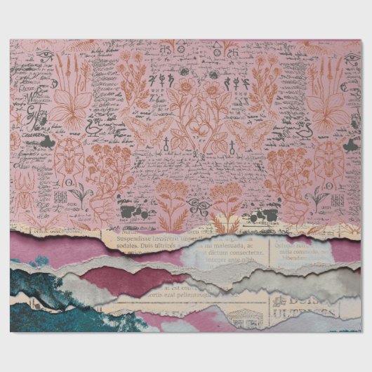 botanisches Manuskriptepapier Geschenkpapier (Flach)