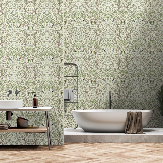 Botanisches Marmormuster Smooth Vinyl Wallpaper Tapete (Badezimmer)