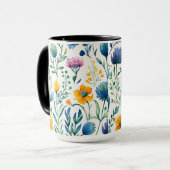 Botanisches mehrfarbiges Muster Tasse (Vorderseite Links)