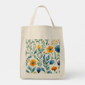 Botanisches mehrfarbiges Muster Tragetasche (Rückseite)