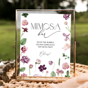 Botanisches Mimosa Bar Drink Zeichen Poster