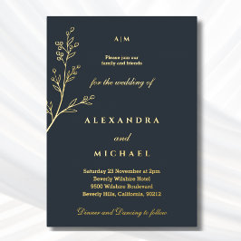 Botanisches Minimalistisches Karkohlemonogramm Folieneinladung