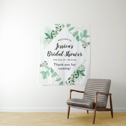 Botanisches Minze-Brautparty aus frischen Blättern Wandteppich (Beispiel)