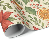 Botanisches Mistletoe Klassisches Blumenmuster Geschenkpapier (Rolleneckpunkt)