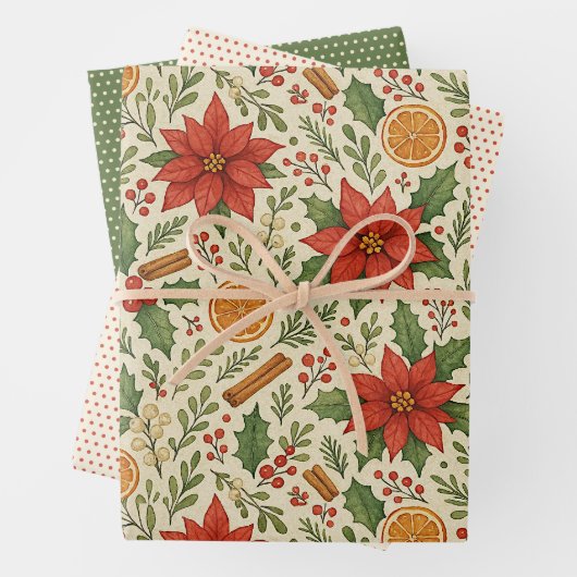 Botanisches Mistletoe Klassisches Blumenmuster Geschenkpapier Set (Beispiel)